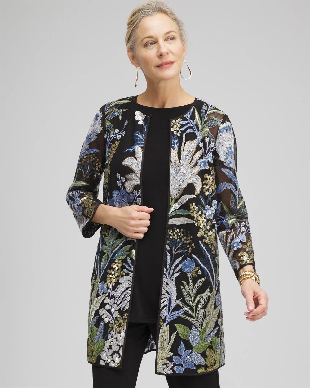 Travelers™ Collection Embroidered Mesh Jacket | Chico's